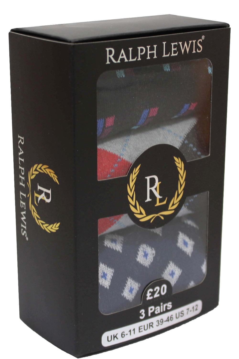 Men's Assorted Ralph Lewis Gift Box Everyday Socks