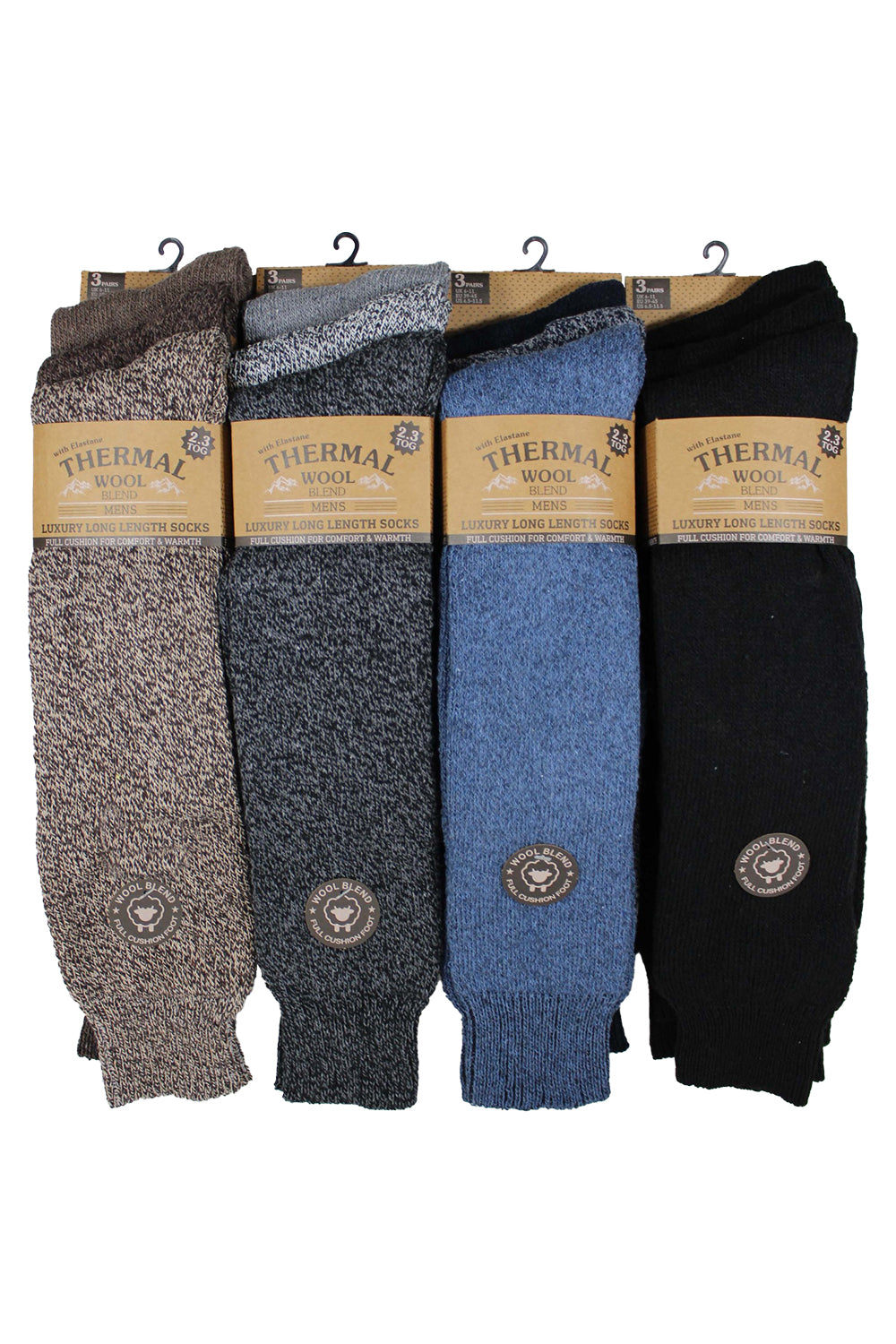 Men's Long Wool Blend Boot Socks (Pack of 3)