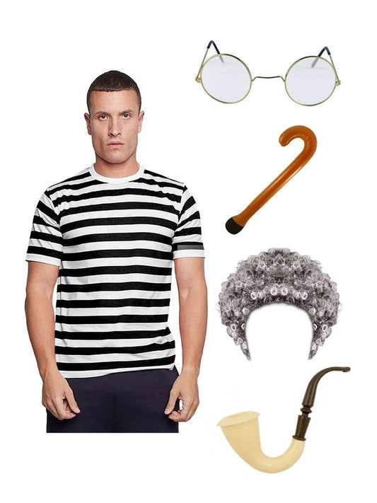 5 PC Adult Old Men Fancy Dress Cosplay Costume Set