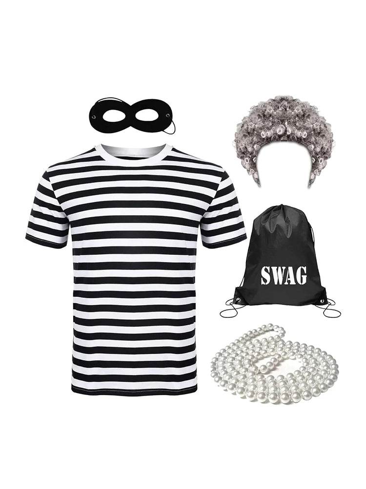 5 Pcs Old Lady Gangster Granny Fancy Dress Costume Set - thefancydress.co.uk