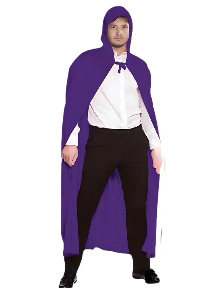 Mens Satin Purple Hooded Cape Dresses