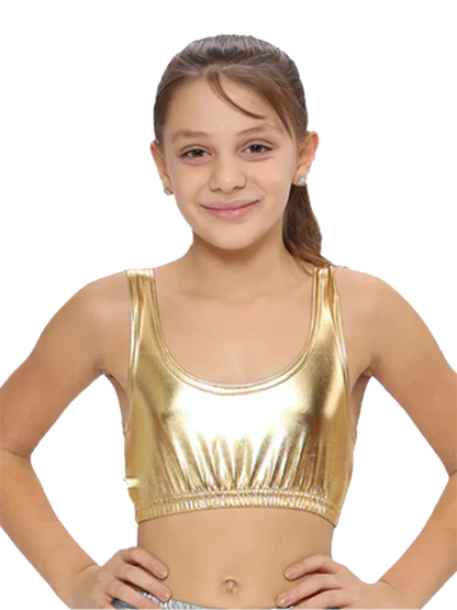 Crazy Chick Girls Shiny Metallic Crop Top