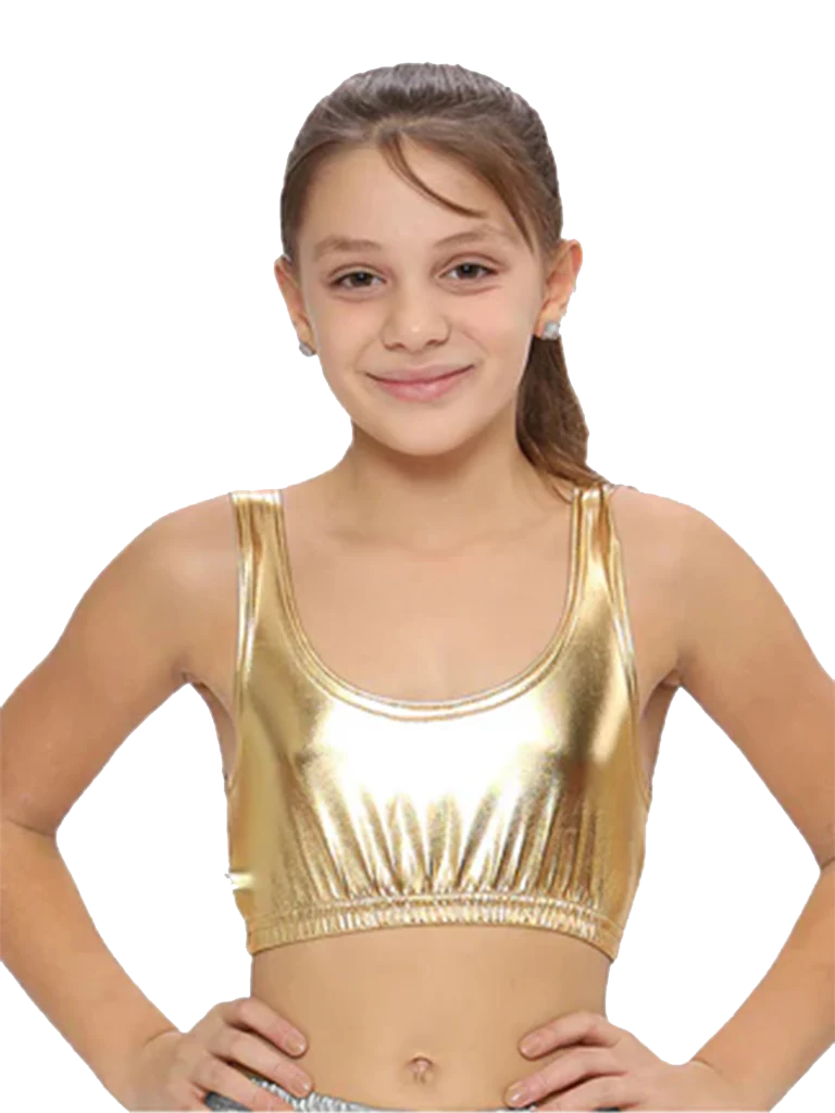 Crazy Chick Girls Shiny Metallic Crop Top