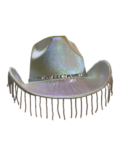 Adult Glitter Rhinestone Fringe Cowboy Hat For Music Festival