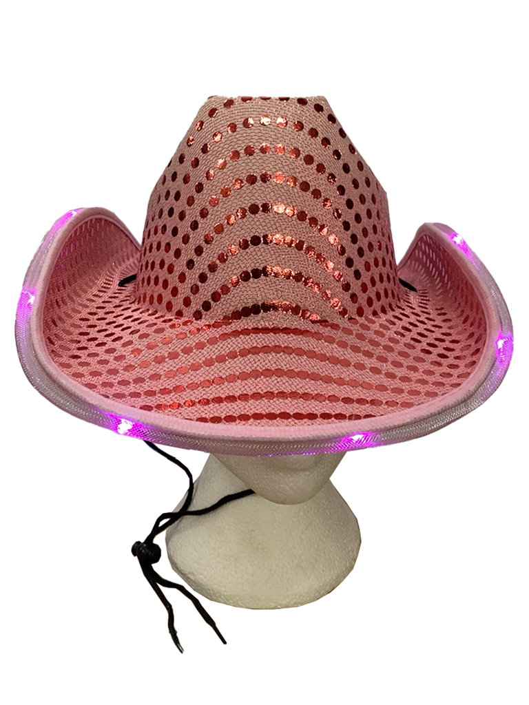 Adult Light-Up Sparkly Sequin Cowboy Hat for Party & Festival