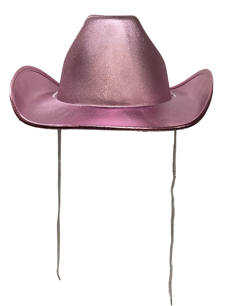 Adult Shiny Western Style Rolled Brim Cowboy Hat pink