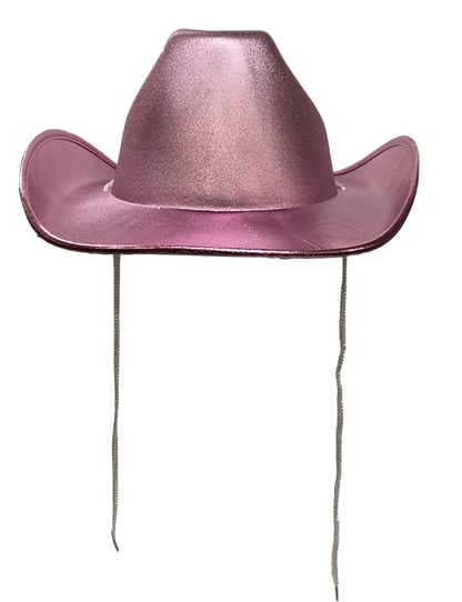 Adult Shiny Western Style Rolled Brim Cowboy Hat pink