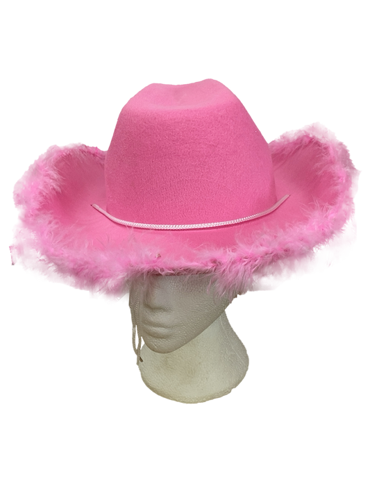 Adult Wild West Cowboy Hat With Feather Trim