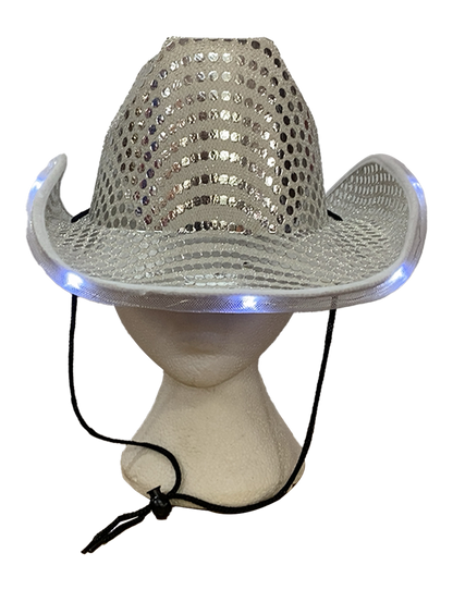 Adult Light-Up Sparkly Sequin Cowboy Hat for Party & Festival