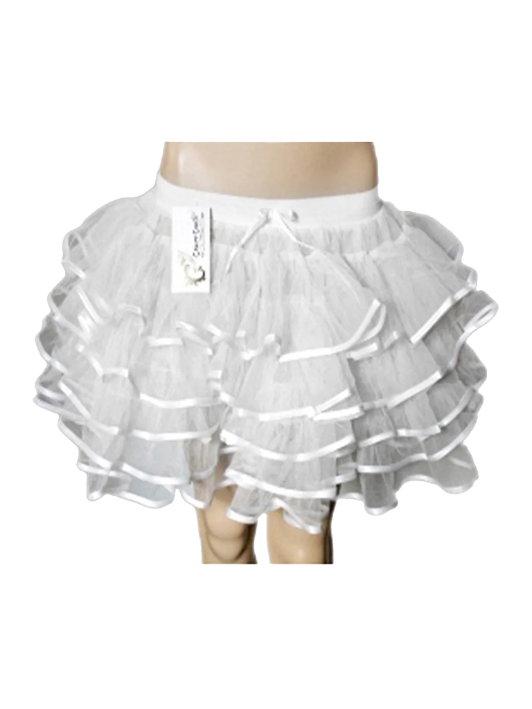 Women's 5 Layer Tutu skirt with Ribbon white