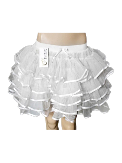 Women's 5 Layer Tutu skirt with Ribbon white