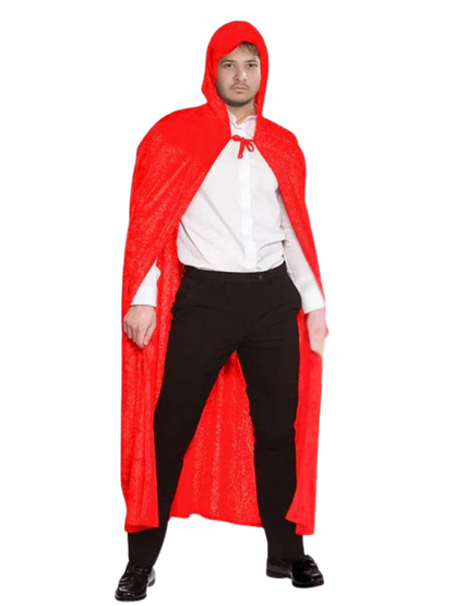 Mens Satin Hooded Red Cape Dress