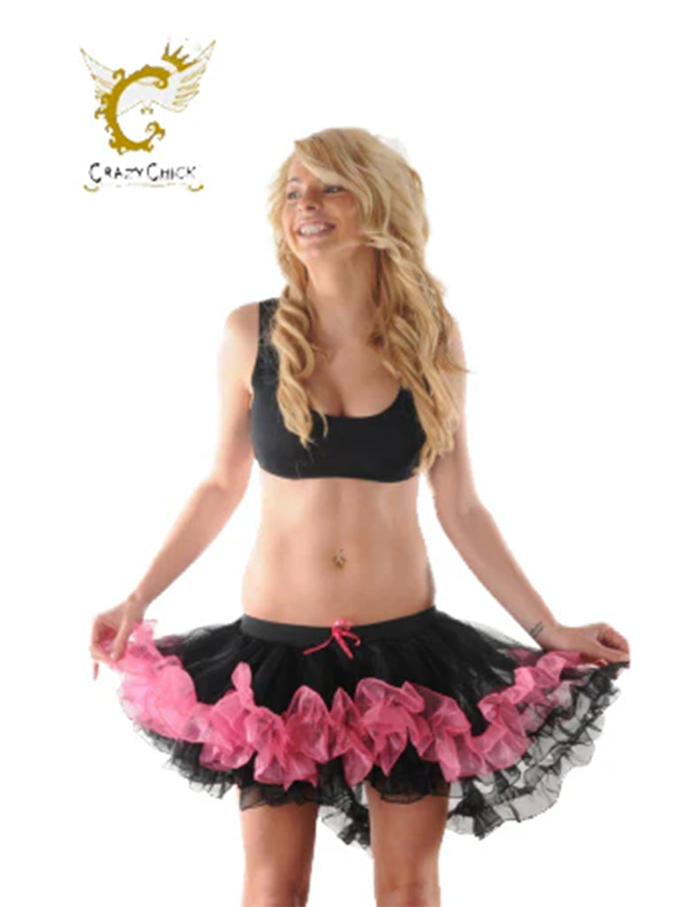 Women's Burlesque Tutu skirt Black with Pink