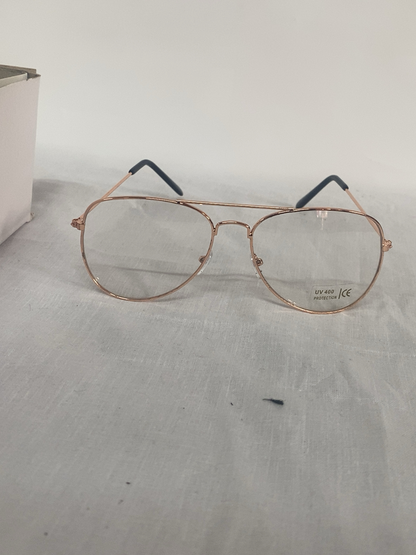 Rose Gold and Silver Frame With Clear Lens Glasses