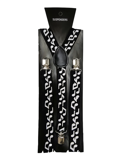 Black and White Music Printed Braces (2.5 cm)