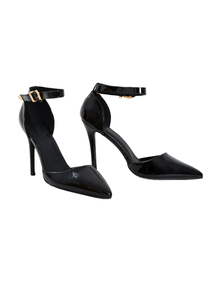 Women Pointy Toe Stiletto Ankle Strape Court Shoes