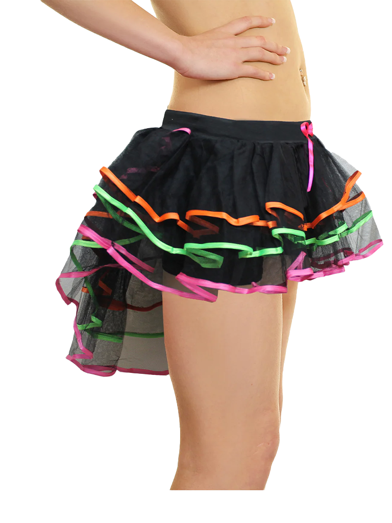 Women's Burlesque Tutu skirt Black with Multicolour