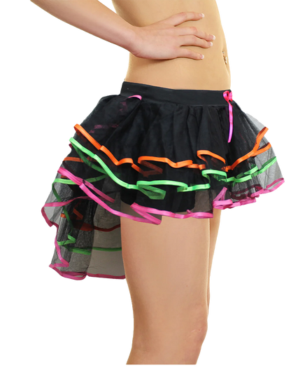 Women's Burlesque Tutu skirt Black with Multicolour