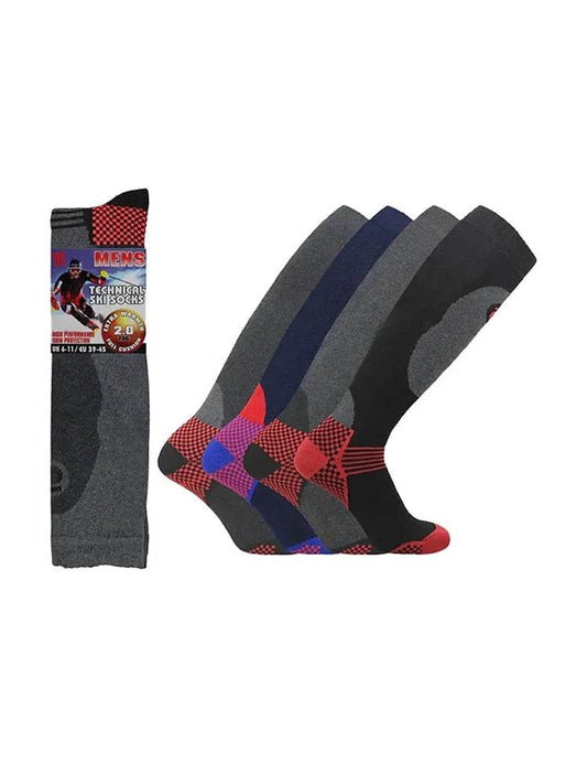 Active Star Men's Technical SKI Full Cushion Long Socks - thefancydress.co.uk