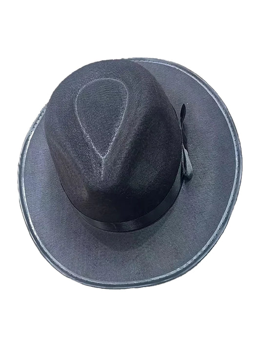Adult 1920's Black Pinched Crown And Narrow Brim Gangster Hat