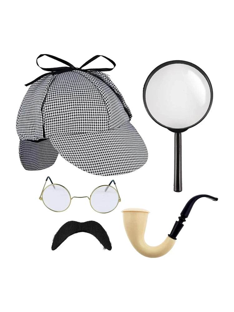 Adult 5-Piece Detective Costume Accessory Set - thefancydress.co.uk