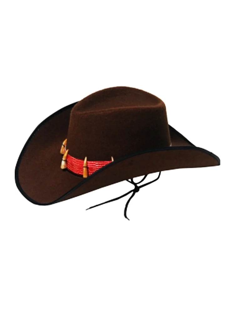Adult Brown Cowboy Hat with Crocodile Teeth - thefancydress.co.uk