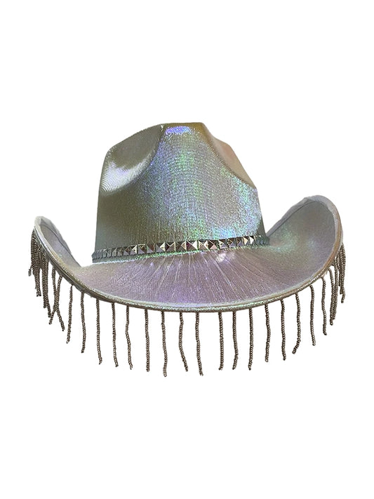 Adult Glitter Rhinestone Fringe Cowboy Hat For Music Festival
