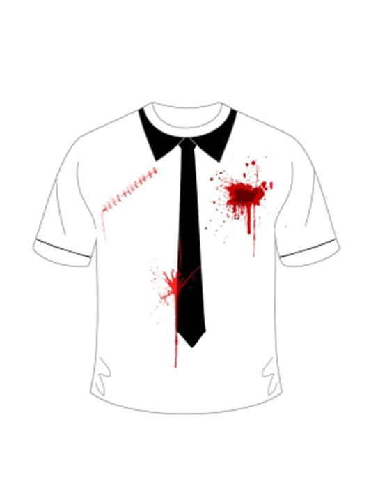 Adult Halloween Bleeding Bullet Scar Printed T-Shirt (Small)