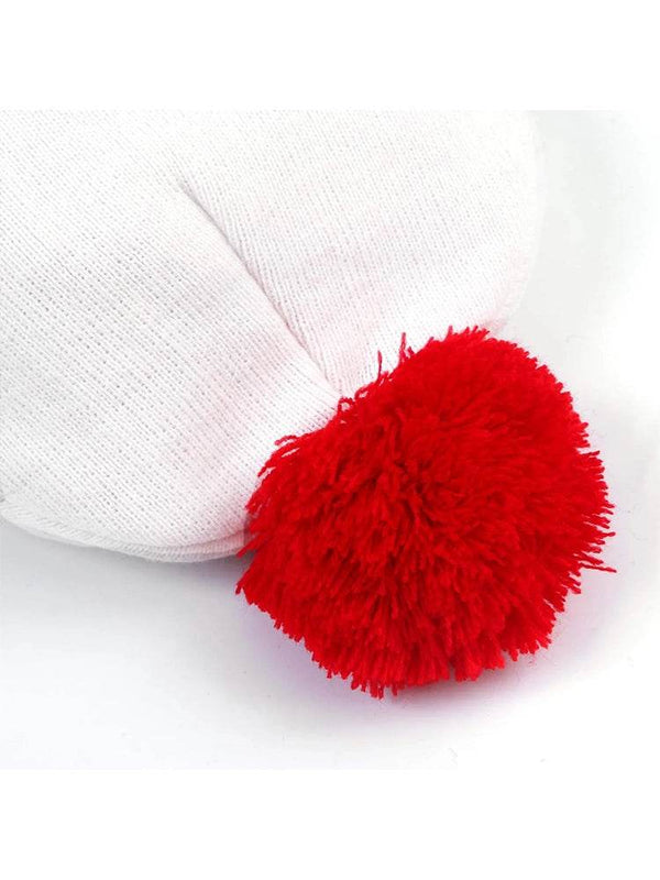 Adult Knitted Red White Hat - thefancydress.co.uk