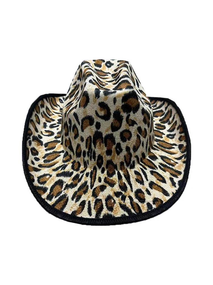 Adult Leopard Print Cowboy Hat Western Head wear - thefancydress.co.uk