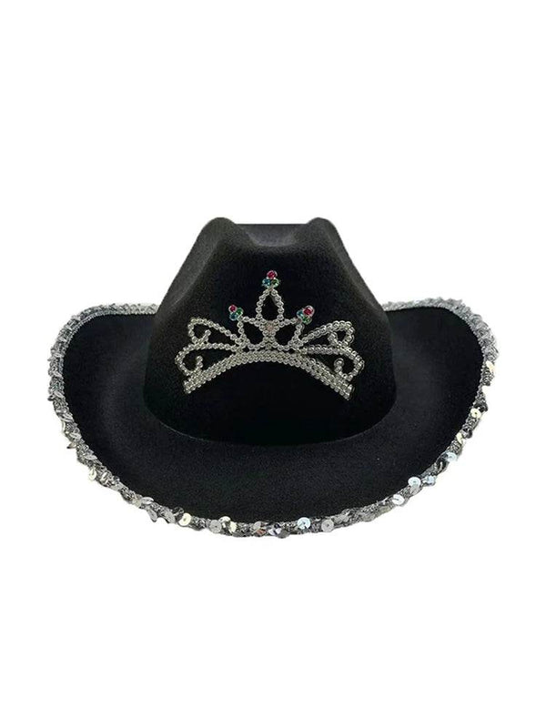 Adult Light Up Tiara Cowboy Hat With Sequin Trim - thefancydress.co.uk