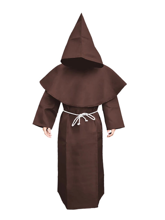 Adult Medieval Hooded Monk Renaissance Priest Robe Costume