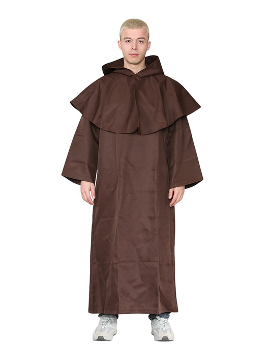 Adult Medieval Hooded Monk Renaissance Priest Robe Costume