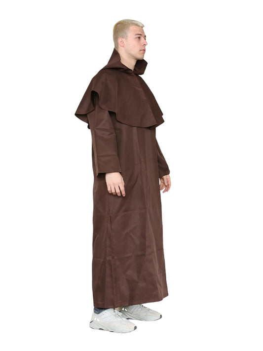 Adult Medieval Hooded Monk Renaissance Priest Robe Costume