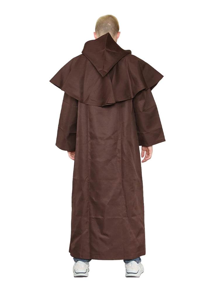 Adult Medieval Hooded Monk Renaissance Priest Robe Costume - thefancydress.co.uk