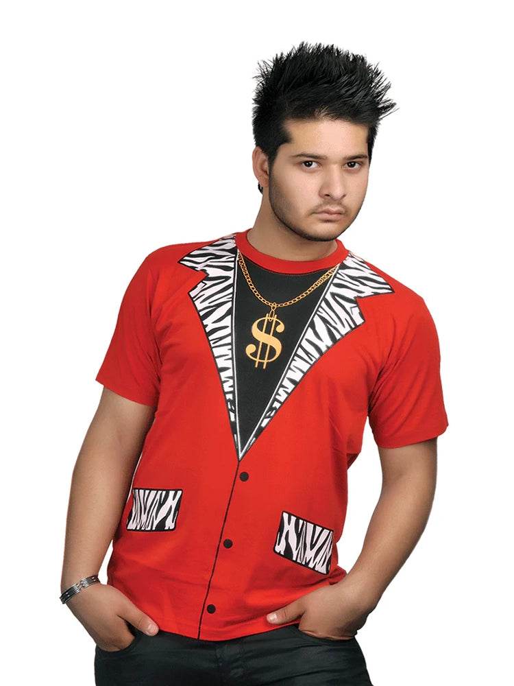 Adult Men Pimp Printed T-Shirt - thefancydress.co.uk