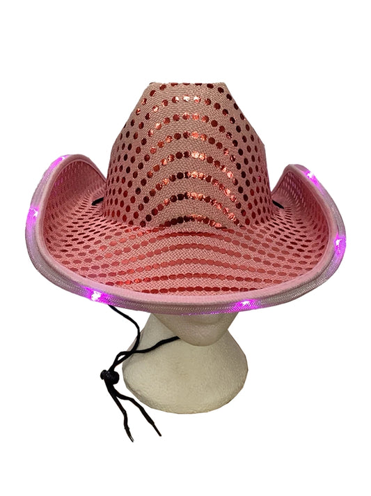 Adult Sequin Cowboy Hat for Party & Festival pink