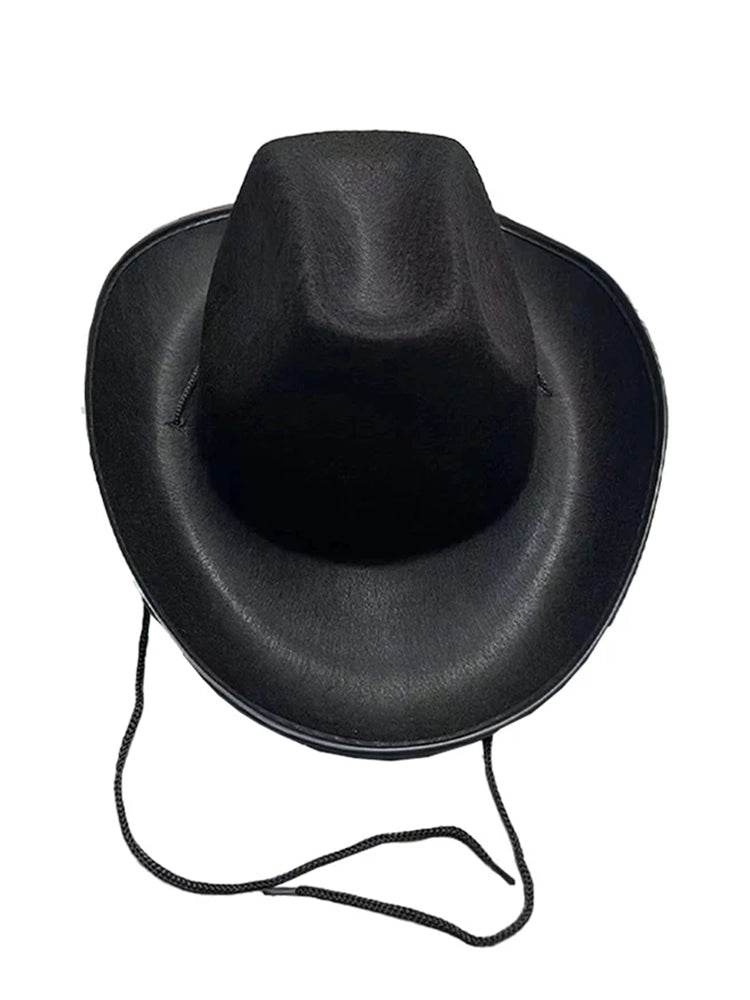 Adult Shiny Western Style Rolled Brim Cowboy Hat - thefancydress.co.uk