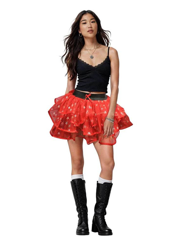 Adult Star Red Burlesque Tutu Skirt - thefancydress.co.uk