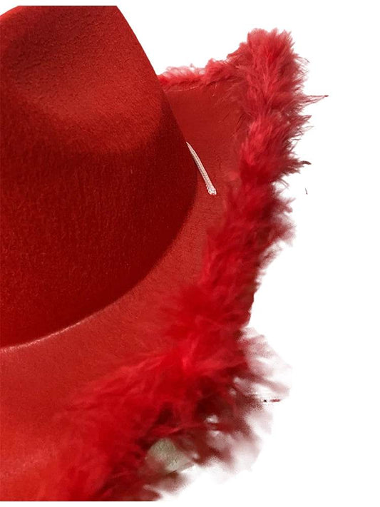 Adult Wild West Cowboy Hat With Feather Trim - thefancydress.co.uk