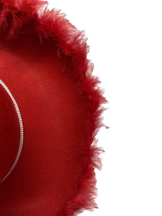 Adult Wild West Cowboy Hat With Feather Trim - thefancydress.co.uk
