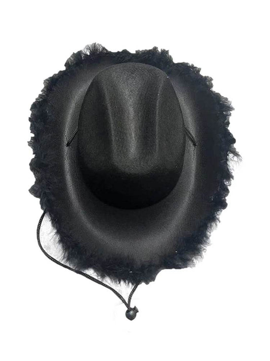 Adult Wild West Cowboy Hat With Feather Trim - thefancydress.co.uk