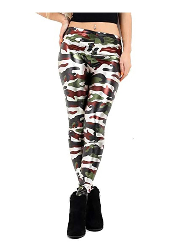 Adult Women's Luxury Shiny Metallic Leggings camflage