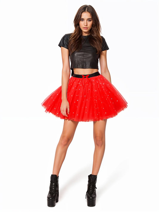 3 Layer Sequin Tutu Skirt red