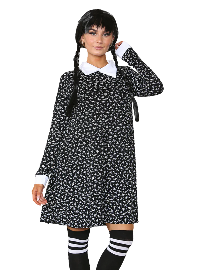 Adult Gothic School Girls Pattern Swing Dress