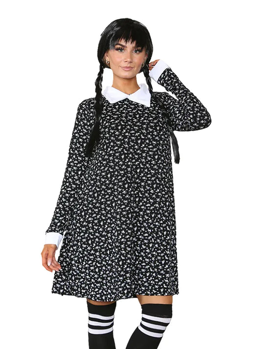 Ladies Gothic School Girls Pattern Swing Dress