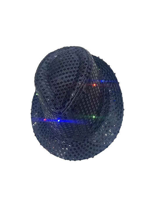 Adult LED Light Up Dance Party Sequin Trilby Hat black