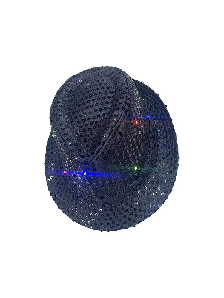 Adult LED Light Up Dance Party Sequin Trilby Hats - thefancydress.co.uk