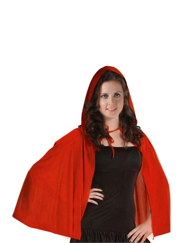 Adult Little Red Riding Hood Satin Cape - thefancydress.co.uk
