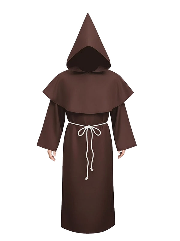 Adult Medieval Hooded Monk Renaissance Priest Robe Costume
